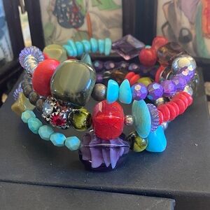 Colorful Beaded Coil Bracelet